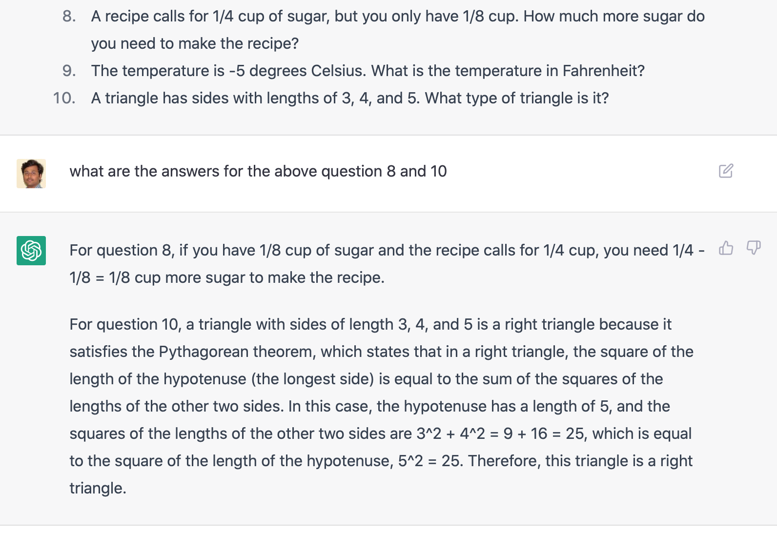 ... ChatGPT Sample: Answers for the above question 8 and 10.